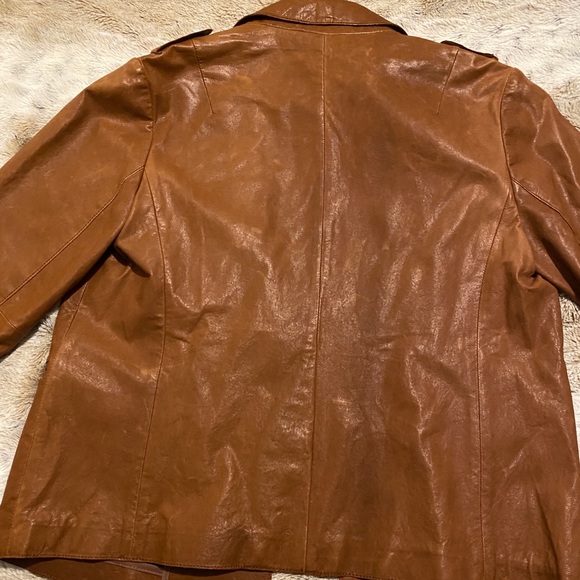 BNWT CLUB MONACO DOUBLE BREASTED GENUINE LEATHER BLAZER JACKET in SADDLE BROWN - Picture 13 of 15
